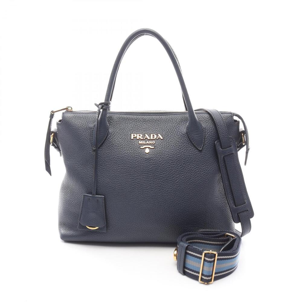 Prada Vitello DAINO Handbag leather Navy Blue